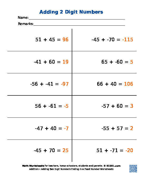 Додавання двоцифрових чисел, що закінчуються фіксованим числом