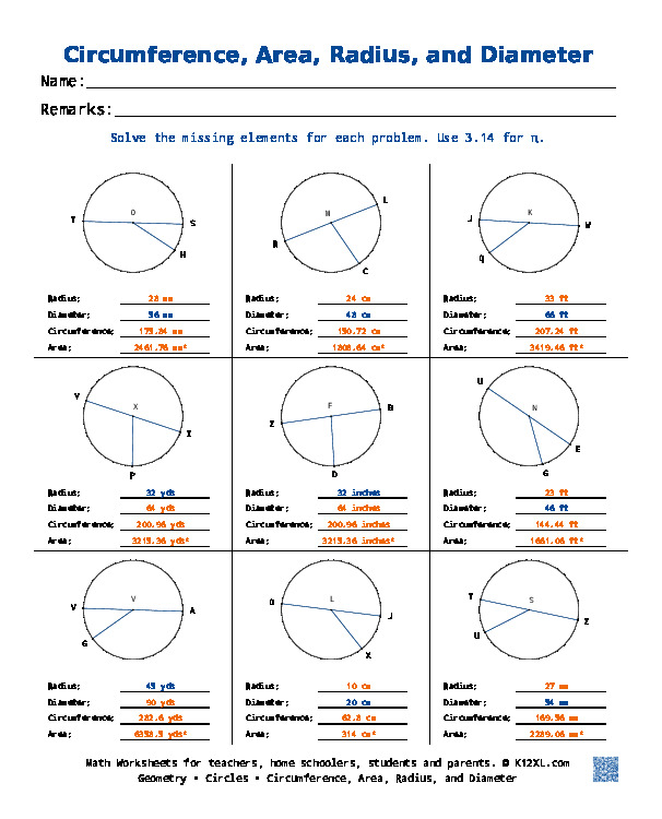 Окружність, площа, радіус і діаметр