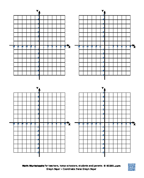 Four Quadrant 4 Per Page Graph Paper