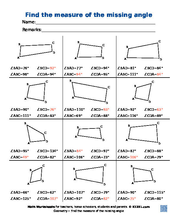 Внутрішні кути чотирикутників
