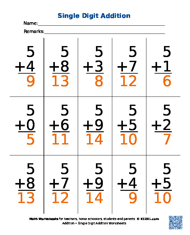Одноцифрове додавання