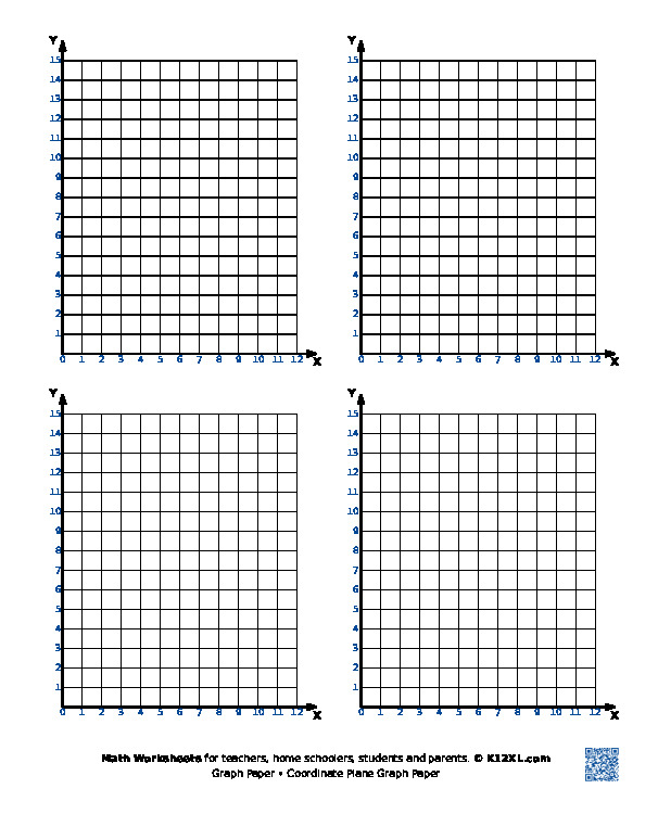 Single Quadrant 4 Per Page Graph Paper