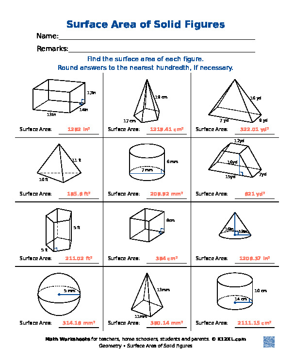Площа поверхні твердих фігур
